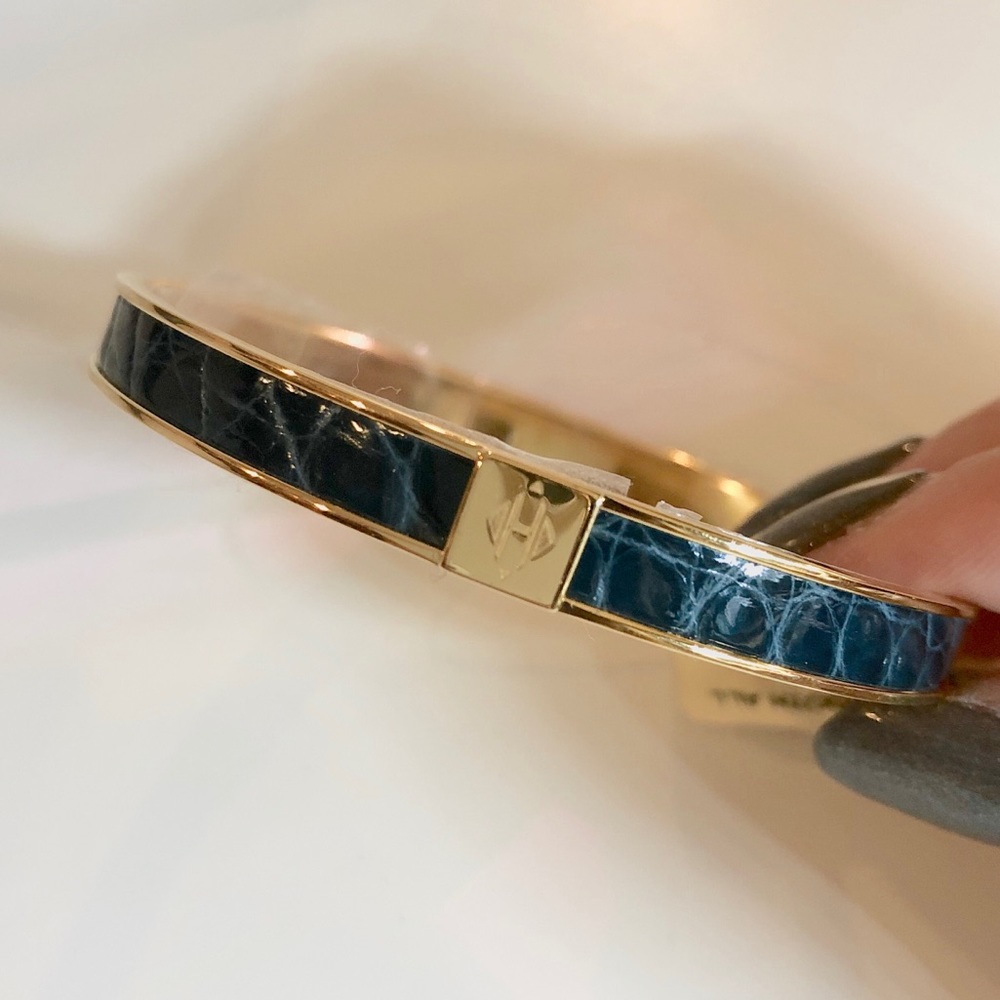 Hermès Smooth Alligator Enamel Bangle Bracelet